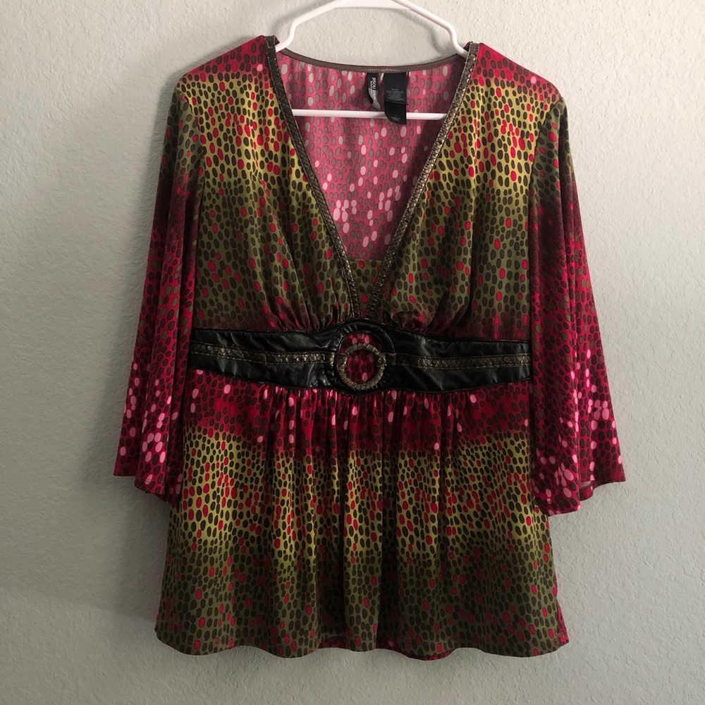 Polka-Dot  Snake Skin Bisou Bisou Blouse by Michele Bohbot
